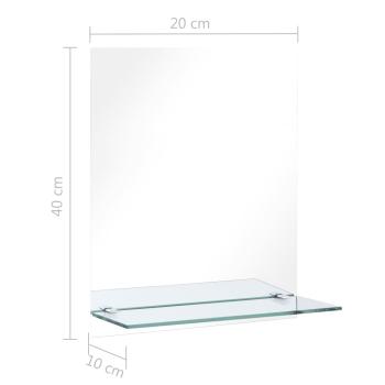 Wandspiegel mit Regal 20×40 cm Hartglas