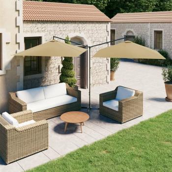 ARDEBO.de - Doppel-Sonnenschirm mit Stahlmast Taupe 600x300 cm
