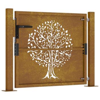 Gartentor 105x105 cm Cortenstahl Baum-Design