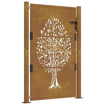 Gartentor 105x155 cm Cortenstahl Baum-Design