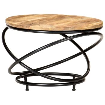 ARDEBO.de - Couchtisch Schwarz 60x60x40 cm Raues Mango-Massivholz