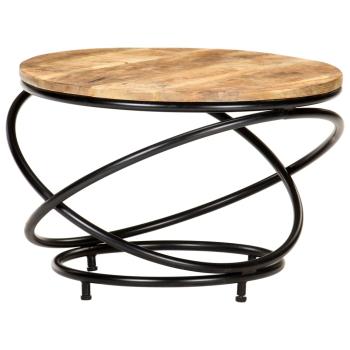 Couchtisch Schwarz 60x60x40 cm Raues Mango-Massivholz