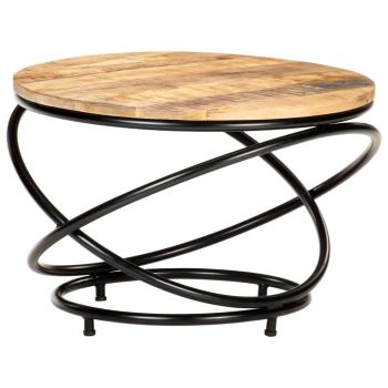 Couchtisch Schwarz 60x60x40 cm Raues Mango-Massivholz