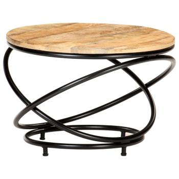 Couchtisch Schwarz 60x60x40 cm Raues Mango-Massivholz