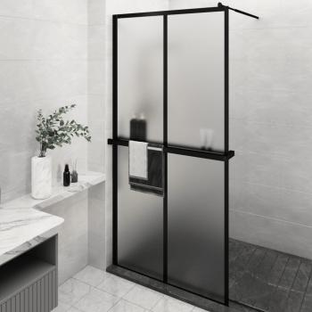 ARDEBO.de - Duschwand mit Ablage für Walk-In-Dusche Schwarz 118x190 cm ESG