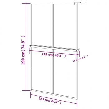 Duschwand mit Ablage für Walk-In-Dusche Schwarz 118x190 cm ESG
