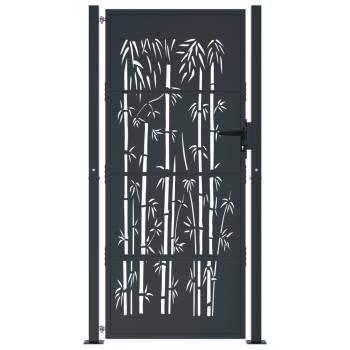 Gartentor Anthrazit 105x180 cm Stahl Bambus-Design