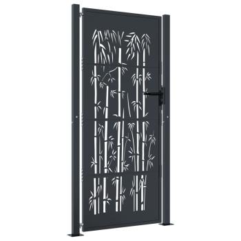 Gartentor Anthrazit 105x180 cm Stahl Bambus-Design