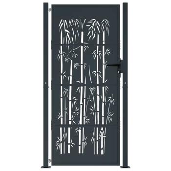 Gartentor Anthrazit 105x180 cm Stahl Bambus-Design