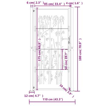 Gartentor Anthrazit 105x180 cm Stahl Bambus-Design