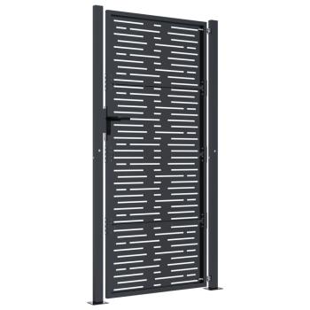 Gartentor Anthrazit 105x180 cm Stahl Quadratisches Design