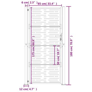Gartentor Anthrazit 100x175 cm Stahl Quadratisches Design