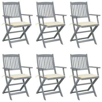 ARDEBO.de - Klappbare Gartenstühle 6 Stk. mit Sitzkissen Massivholz Akazie