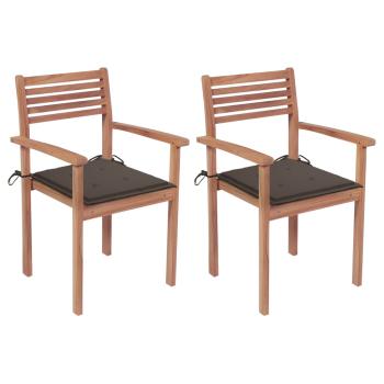 ARDEBO.de - Gartenstühle 2 Stk. mit Taupe Kissen Massivholz Teak