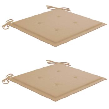 Gartenstühle 2 Stk. mit Beige Kissen Massivholz Teak