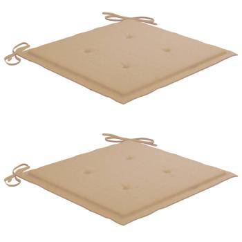 Gartenstühle 2 Stk. mit Beige Kissen Teak Massivholz 