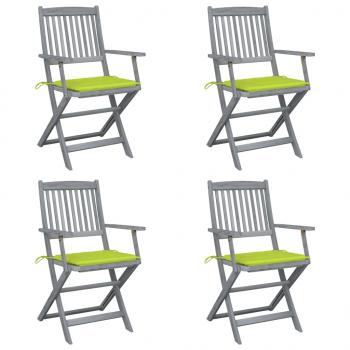 ARDEBO.de - Klappbare Gartenstühle 4 Stk. mit Sitzkissen Massivholz Akazie
