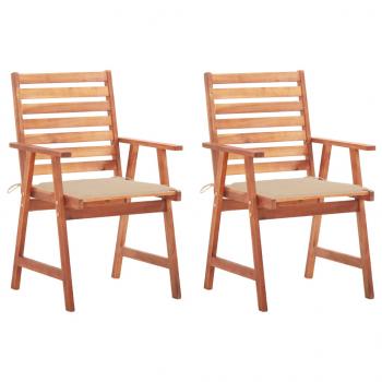 ARDEBO.de - Garten-Essstühle 2 Stk. mit Kissen Massivholz Akazie 