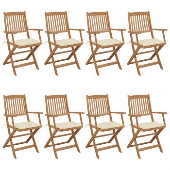 ARDEBO.de - Klappbare Gartenstühle 8 Stk. mit Kissen Massivholz Akazie