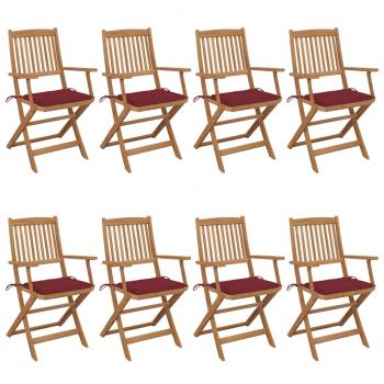 ARDEBO.de - Klappbare Gartenstühle 8 Stk. mit Kissen Massivholz Akazie
