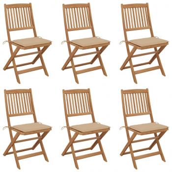 ARDEBO.de - Klappbare Gartenstühle 6 Stk. mit Kissen Massivholz Akazie