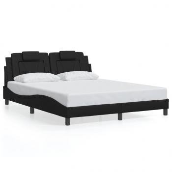 ARDEBO.de - Bettgestell mit LED Schwarz 160x200 cm Kunstleder