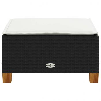Gartenhocker mit Kissen Schwarz 63,5x56x32 cm Poly Rattan