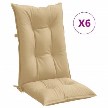 Hochlehner-Auflagen 6 Stk. Melange Beige 120x50x7 cm Stoff