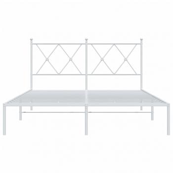 Bettgestell mit Kopfteil Metall Weiß 135x190 cm