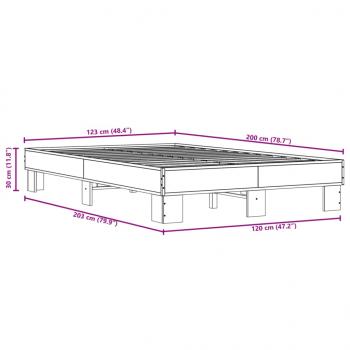 Bettgestell Braun Eichen-Optik 120x200 cm Holzwerkstoff Metall