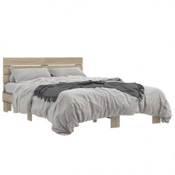 ARDEBO.de - Bettgestell Sonoma-Eiche 120x200 cm Holzwerkstoff und Metall