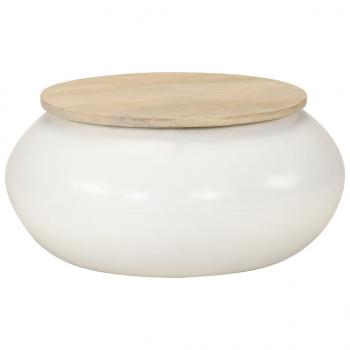 Couchtisch Weiß 51x51x27 cm Massivholz Mango