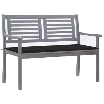 ARDEBO.de - 2-Sitzer-Gartenbank mit Auflage 120 cm Grau Eukalyptusholz