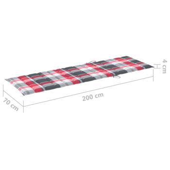 Sonnenliegen-Auflage Rot Karomuster 200x70x3 cm Oxford-Gewebe