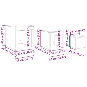 Satztische 3 Stk. Grau Sonoma Holzwerkstoff