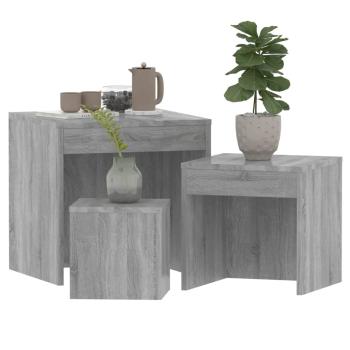 Satztische 3 Stk. Grau Sonoma Holzwerkstoff
