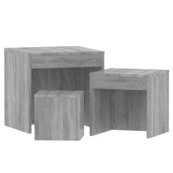 Satztische 3 Stk. Grau Sonoma Holzwerkstoff