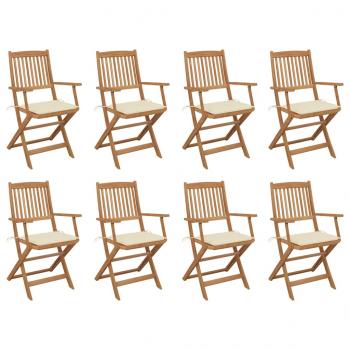 ARDEBO.de - Klappbare Gartenstühle mit Kissen 8 Stk. Massivholz Akazie