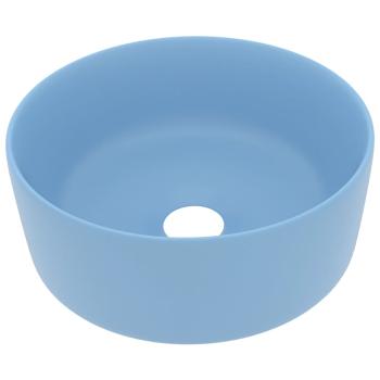 Luxuriöses Waschbecken Rund Matt Hellblau 40x15 cm Keramik