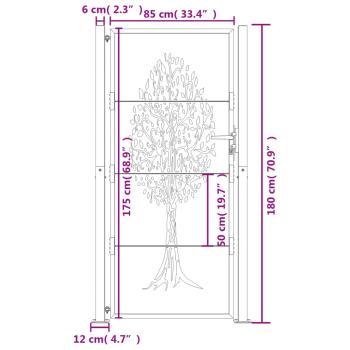 Gartentor Anthrazit 105x180 cm Stahl Baum-Design