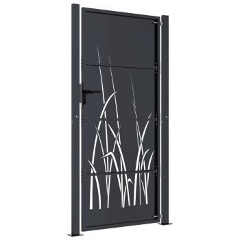 Gartentor Anthrazit 105x180 cm Stahl Gras-Design