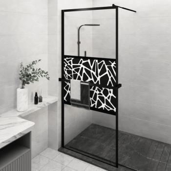 ARDEBO.de - Duschwand mit Ablage für Walk-In-Dusche Schwarz 90x195 cm ESG