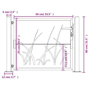 Gartentor 100x75 cm Cortenstahl Gras-Design