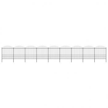 ARDEBO.de - Gartenzaun mit Speerspitzen Stahl (1,75 - 2) x 15,3 m Schwarz