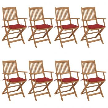 ARDEBO.de - Klappbare Gartenstühle 8 Stk. mit Kissen Massivholz Akazie