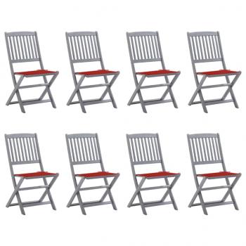 ARDEBO.de - Klappbare Gartenstühle 8 Stk. mit Kissen Massivholz Akazie