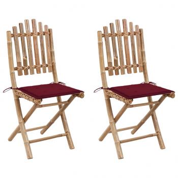 ARDEBO.de - Klappbare Gartenstühle 2 Stk. mit Kissen Bambus