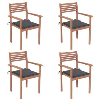 ARDEBO.de - Gartenstühle 4 Stk. mit Anthrazit Kissen Massivholz Teak