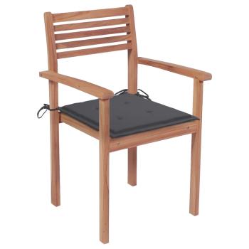 Gartenstühle 4 Stk. mit Anthrazit Kissen Massivholz Teak