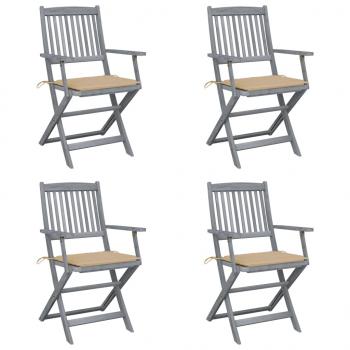 ARDEBO.de - Klappbare Gartenstühle 4 Stk. mit Sitzkissen Massivholz Akazie
